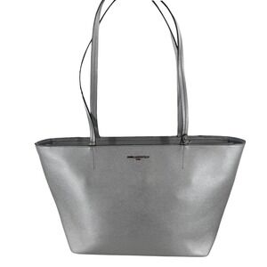 Karl Lagerfeld Paris Silver Metallic Tote Bag‎ Shopper Handbag Purse